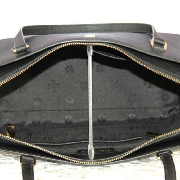 Tory Burch Black Saffiano Leather Tote Shoulder Bag Crossbody Strap - Picture 5 of 10